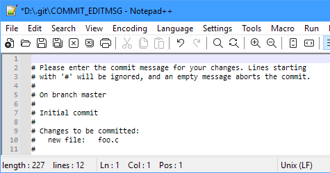 Git commit in Notepad++