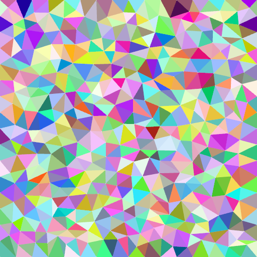 Colored triangles connecting blue noise vertices in Poisson distribution
