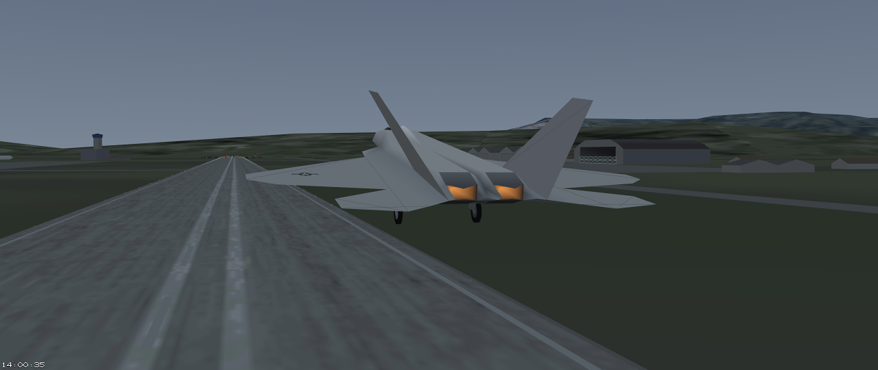 F-22 landing on an airfield in EF2000